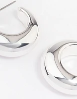 Silver Medium C-Shape Hoop Earrings