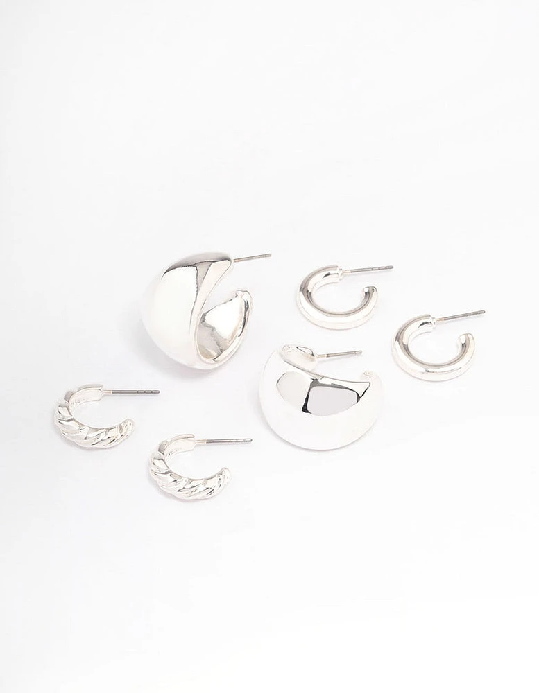 Silver Multi Hoop Earrings Pack