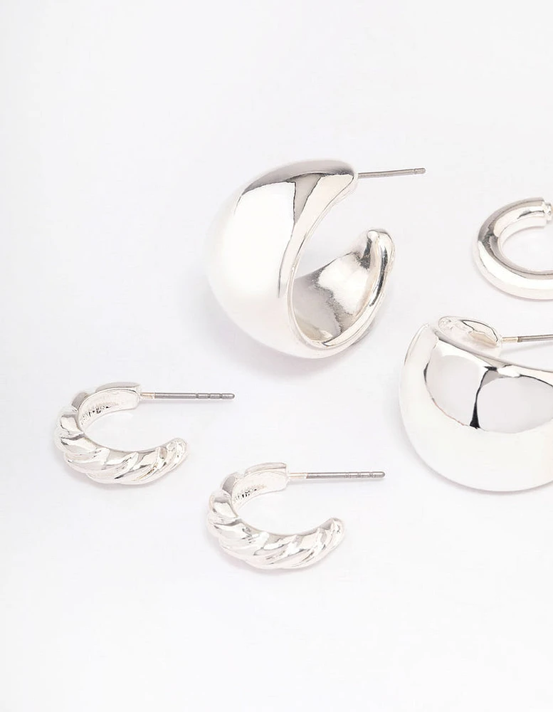 Silver Multi Hoop Earrings Pack