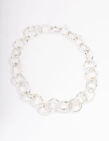 Silver Threaded Chain Short Necklace