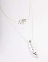 Rhodium Double Layered Necklace