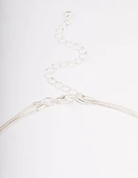 Rhodium Double Layered Necklace