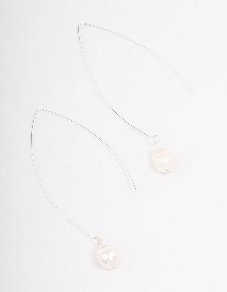 Silver Fine Pearl Drop Earrings