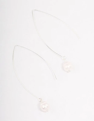 Silver Fine Pearl Drop Earrings