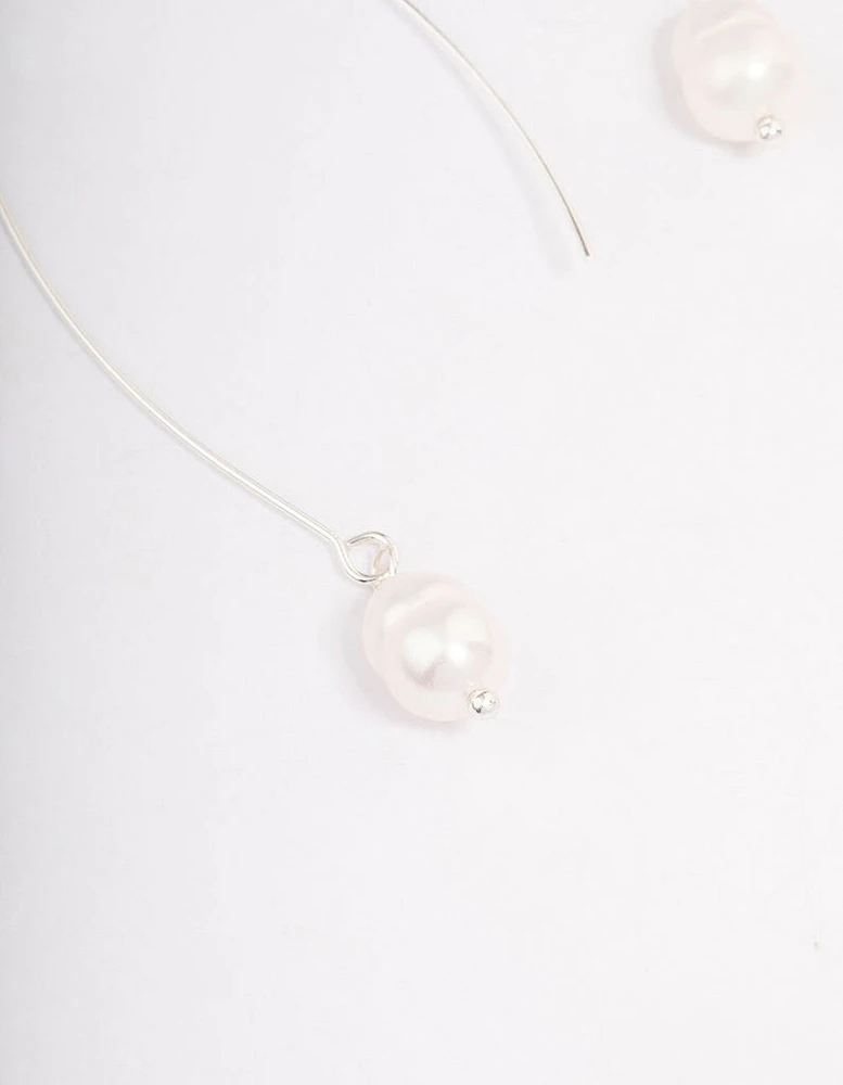 Silver Fine Pearl Drop Earrings