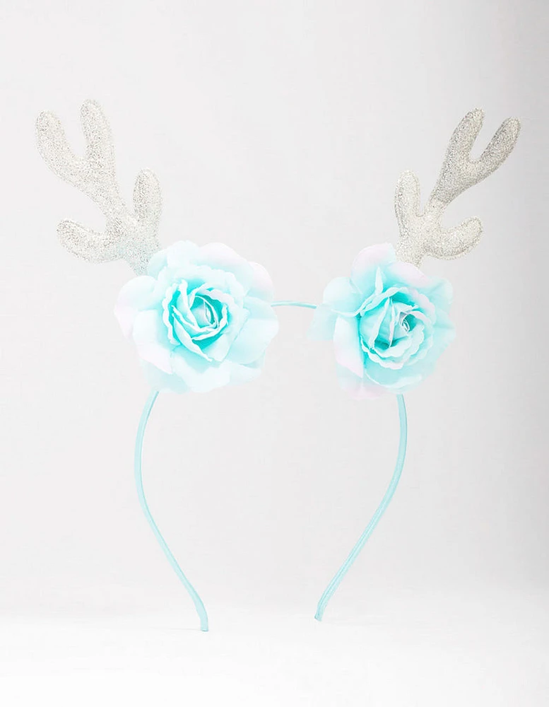 Kids Fabric Christmas Rose Sequin Antler Headband