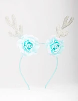 Kids Fabric Christmas Rose Sequin Antler Headband