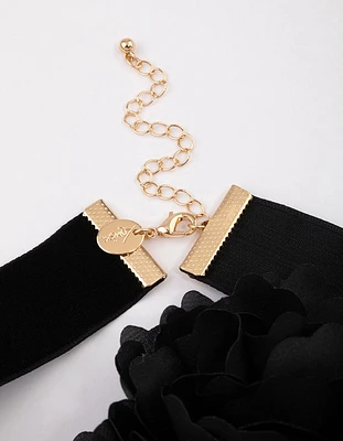 Black Thick Cord Corsage Choker