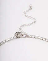 Rhodium Heart Pendant Earrings & Necklace Set