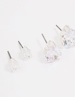 Silver Cubic Zirconia Stud Earrings Pack