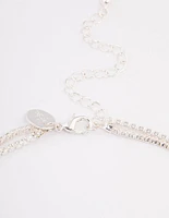Silver Cubic Zirconia Multi-Row Pearl Necklace