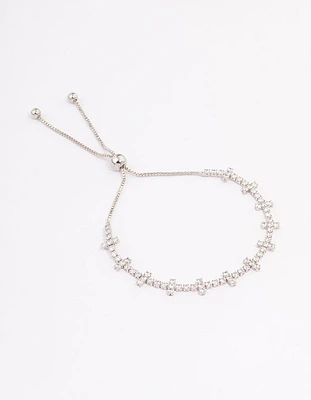 Rhodium Multi Square Cubic Zirconia Tennis Bracelet