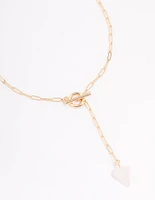 Gold Rose Quartz Charm T&O Pendant Necklace