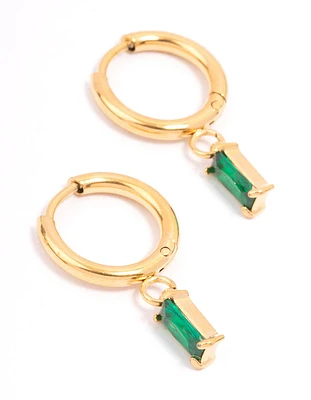 Gold Plated Surgical Steel Square Cubic Zirconia Hoop Earrings