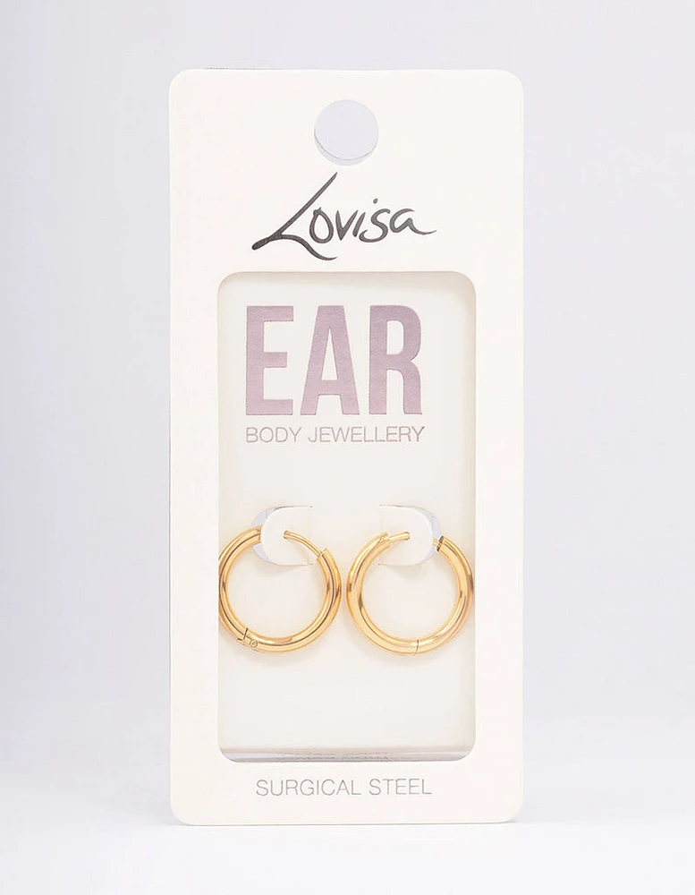 Gold Plated Surgical Steel Medium Polished Hoop Earrings