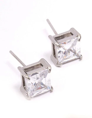 Surgical Steel Cubic Zirconia Cube Stud Earrings