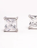 Surgical Steel Cubic Zirconia Cube Stud Earrings