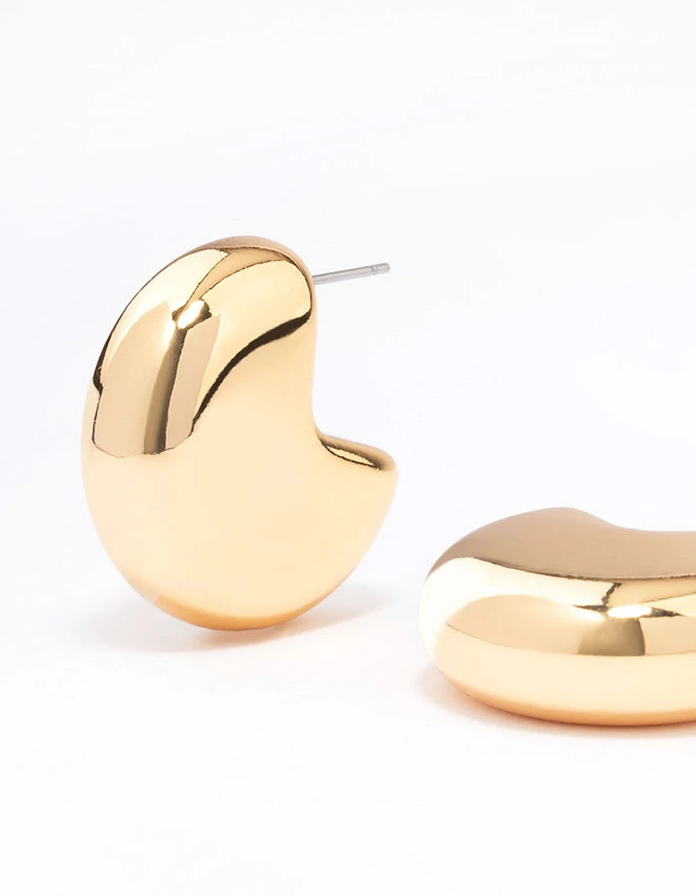 Gold Plated Chunky Disc Hoop Earrings