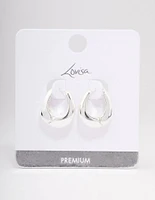 Silver Plated Chunky Oval Huggie Earrings