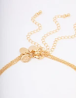 Gold Plated Trio Layered Molten Disc Necklace