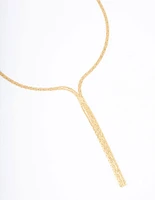 Gold Plated Double Fine Lariat Necklace