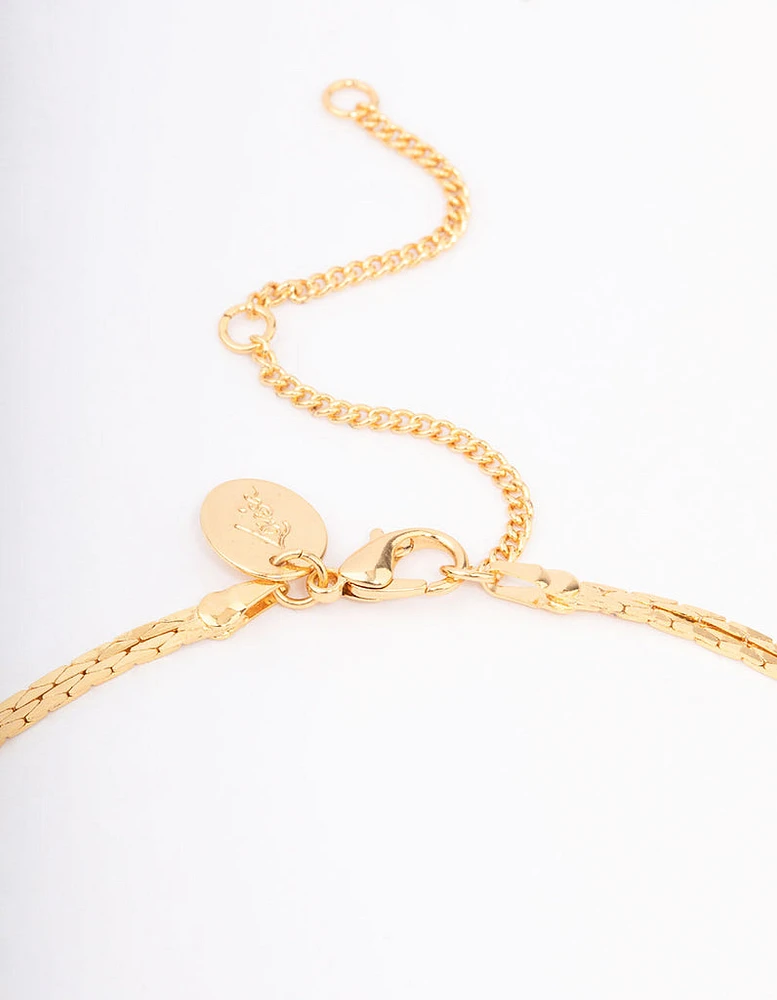 Gold Plated Double Fine Lariat Necklace