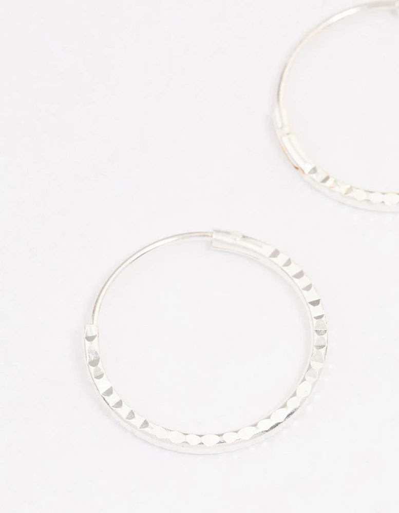 Sterling Silver Diamante Hoop Earrings