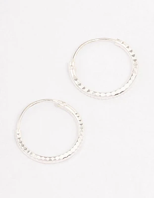 Sterling Silver Diamante Hoop Earrings 12mm