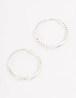 Sterling Silver Diamante Hoop Earrings 12mm