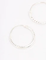 Sterling Silver Diamante Hoop Earrings 12mm