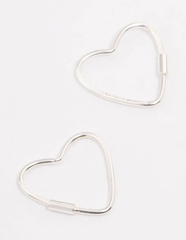 Sterling Silver Heart Hoop Earrings 12mm