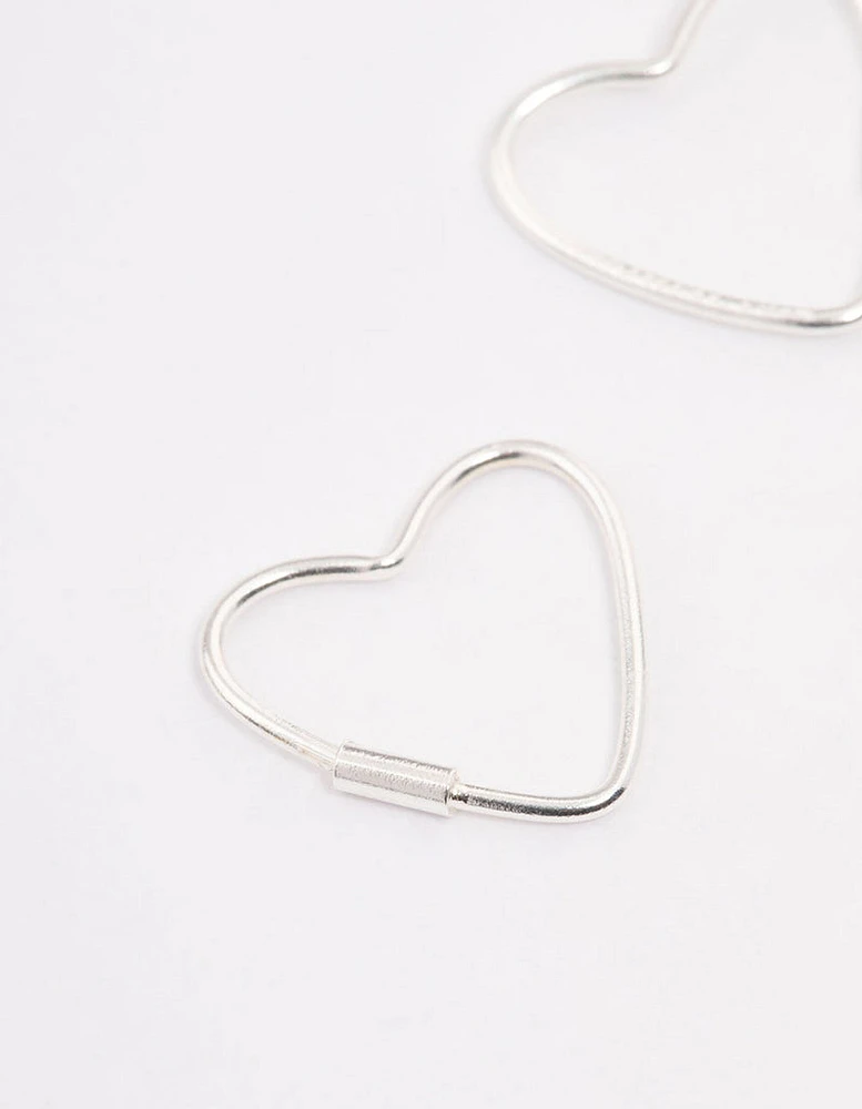 Sterling Silver Heart Hoop Earrings 12mm