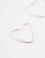 Sterling Silver Heart Hoop Earrings 12mm