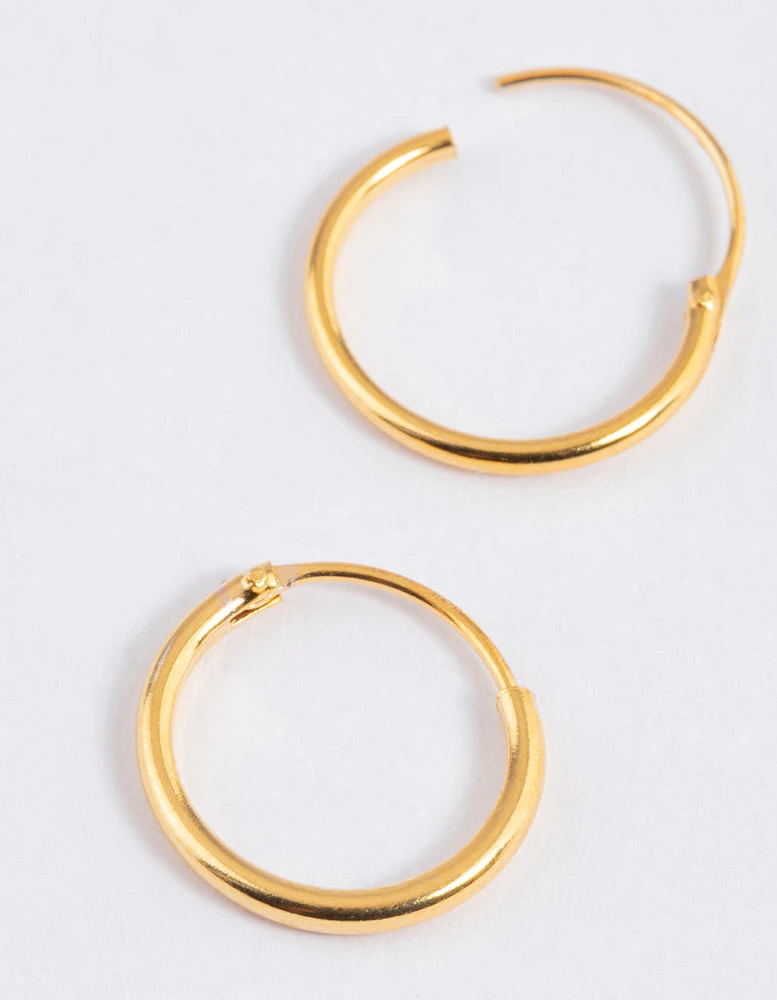 Gold Plated Sterling Silver Hoop Earrings 12mm