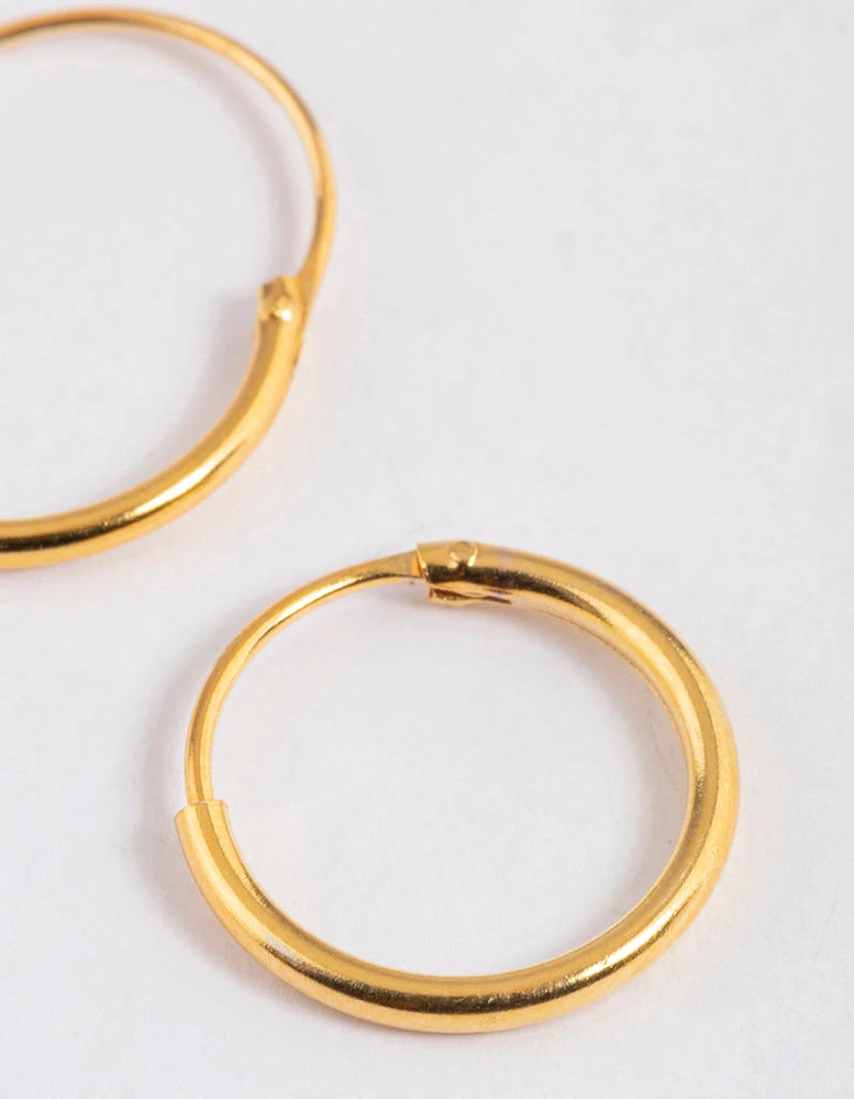 Gold Plated Sterling Silver Hoop Earrings 12mm