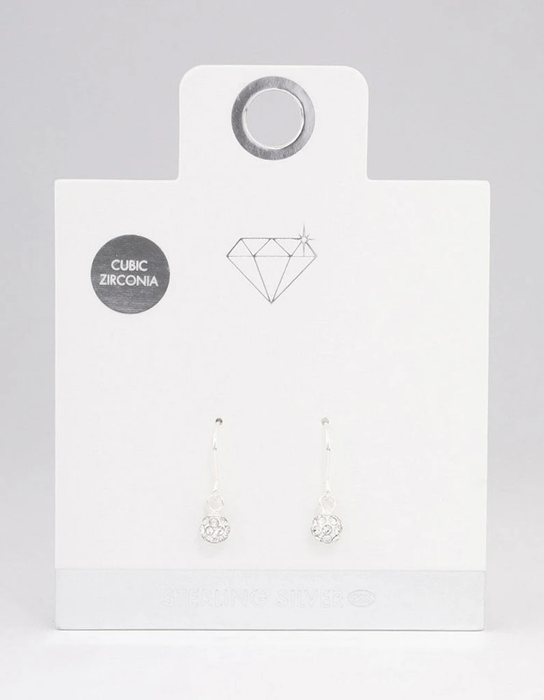 Sterling Silver Fire Ball Drop Earrings