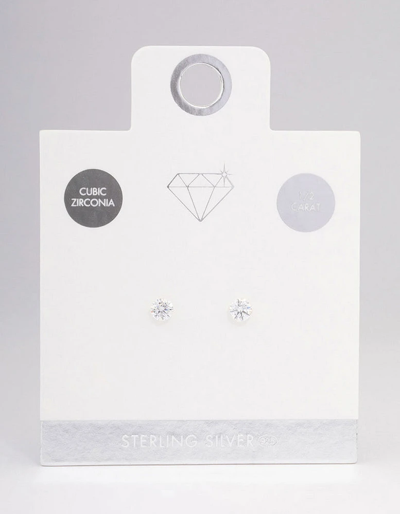 Sterling Silver Cubic Zirconia Stud Earrings