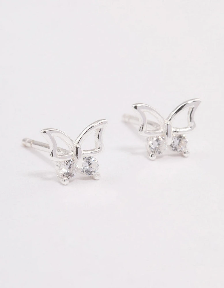 Sterling Silver Diamante Stud Earrings