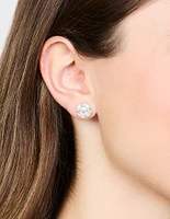 Sterling Silver Double Cubic Zirconia Stud Earrings