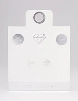 Sterling Silver Cubic Zirconia Simple Stud Earrings