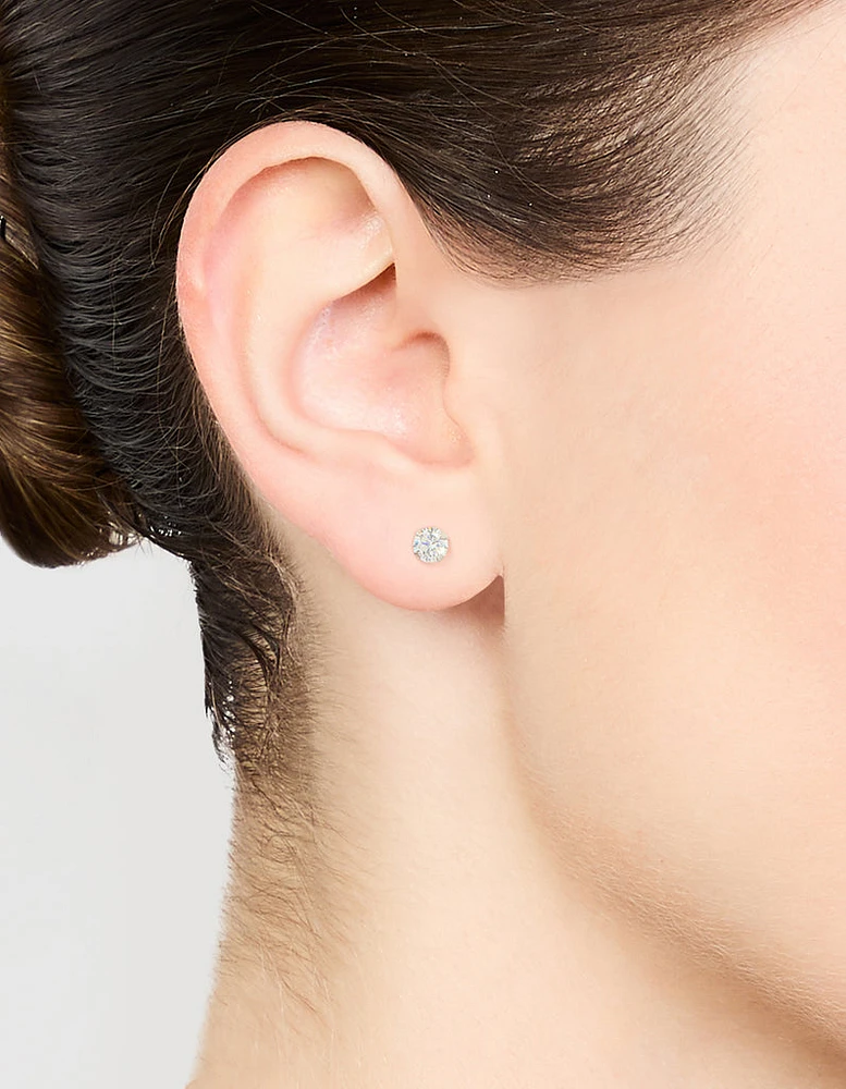 Sterling Silver Cubic Zirconia Crystal Stud Earrings