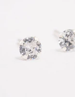 Sterling Silver Cubic Zirconia Crystal Stud Earrings