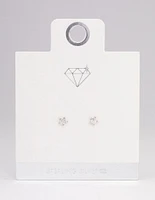 Sterling Silver Pave Star Stud Earrings