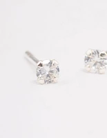 Sterling Silver Baby Cubic Zirconia Stud Earrings