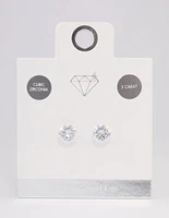 Sterling Silver Cubic Zirconia Triple Stud Earrings