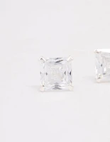 Sterling Silver Square Cubic Zirconia Stud Earrings