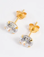 Gold Plated Sterling Silver Cubic Zirconia Stud Earrings