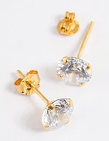 Gold Plated Sterling Silver Cubic Zirconia Stud Earrings