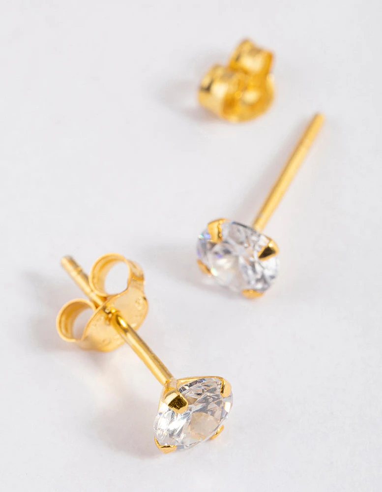 Gold Plated Sterling Silver Dainty Stud Earrings