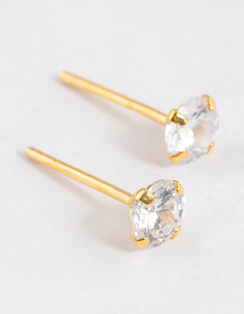 Gold Plated Sterling Silver Dainty Stud Earrings